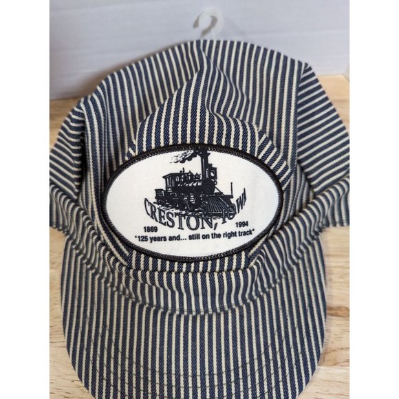 Other - 125 Years Creston Iowa Conductor stripped fabric‎ hat 1994 USA train snapback